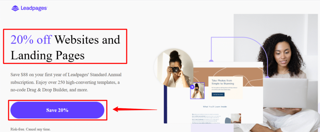 Extra Leadpages 20% Off on website and landing pages