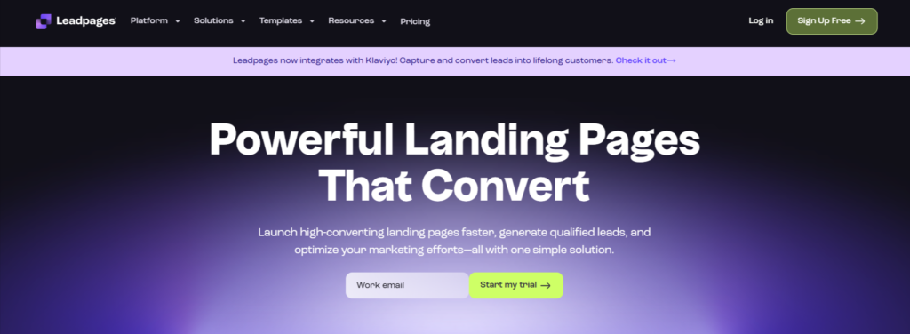Leadpages homepage