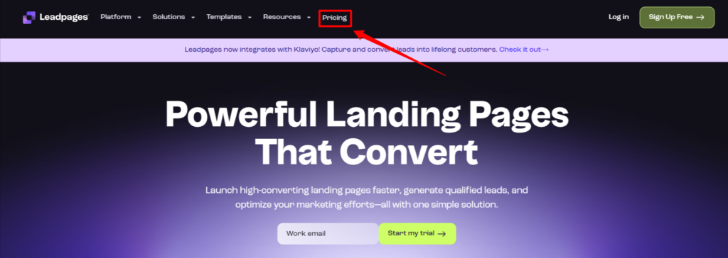 Leadpages homepage